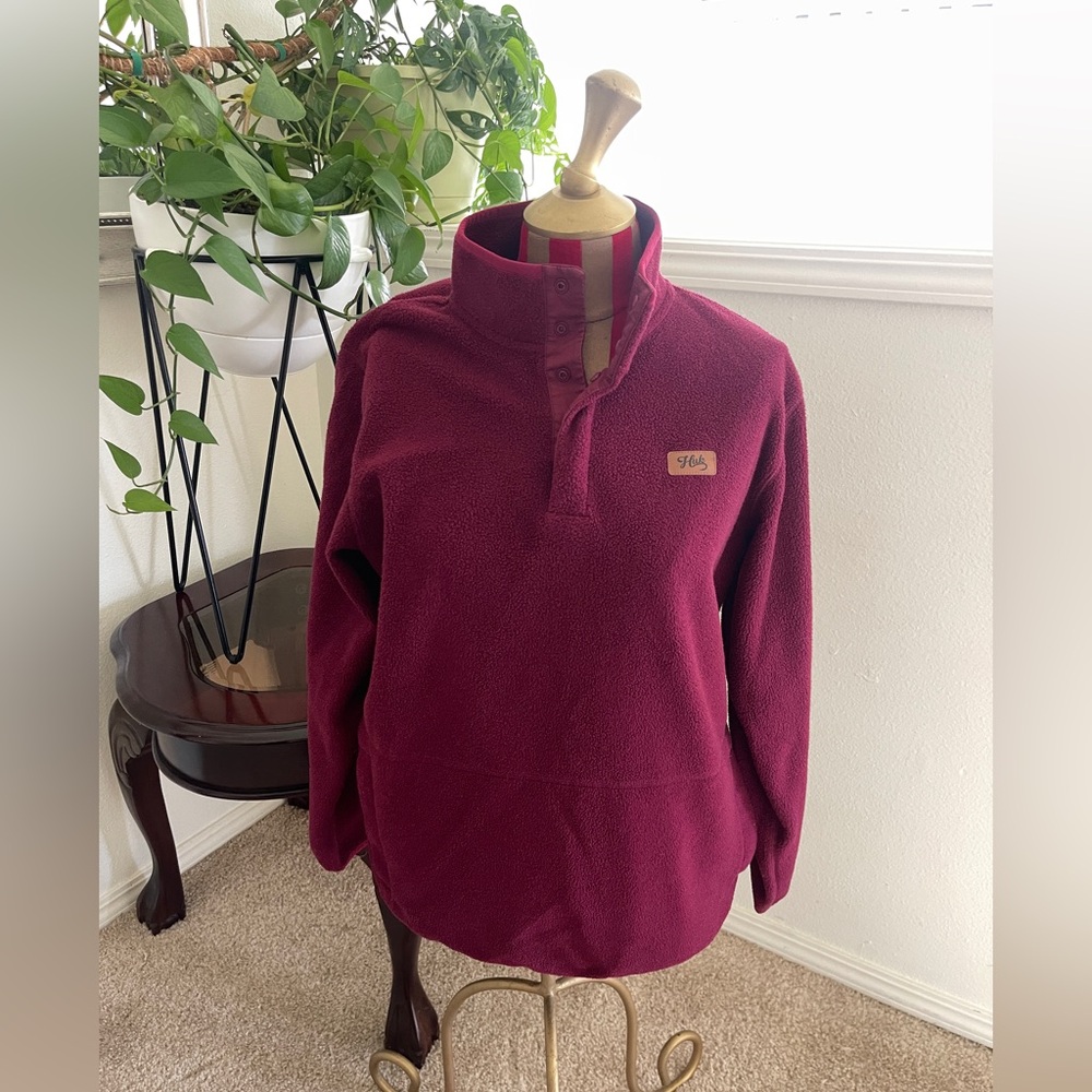 Huk Women's Maroon Fleece Turtleneck Sweater